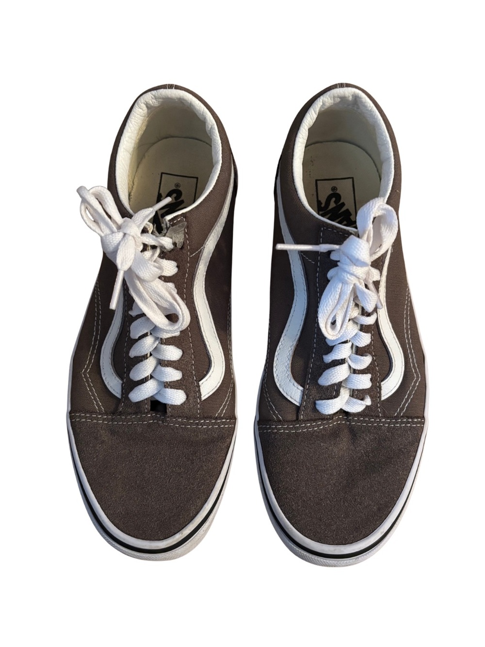 Vans Brown and White Old Skool Men's Skate Sneakers